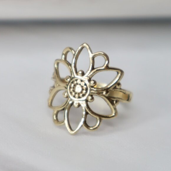 Floral Mandala Ring | Dainty Boho Design - Picture 3 of 6
